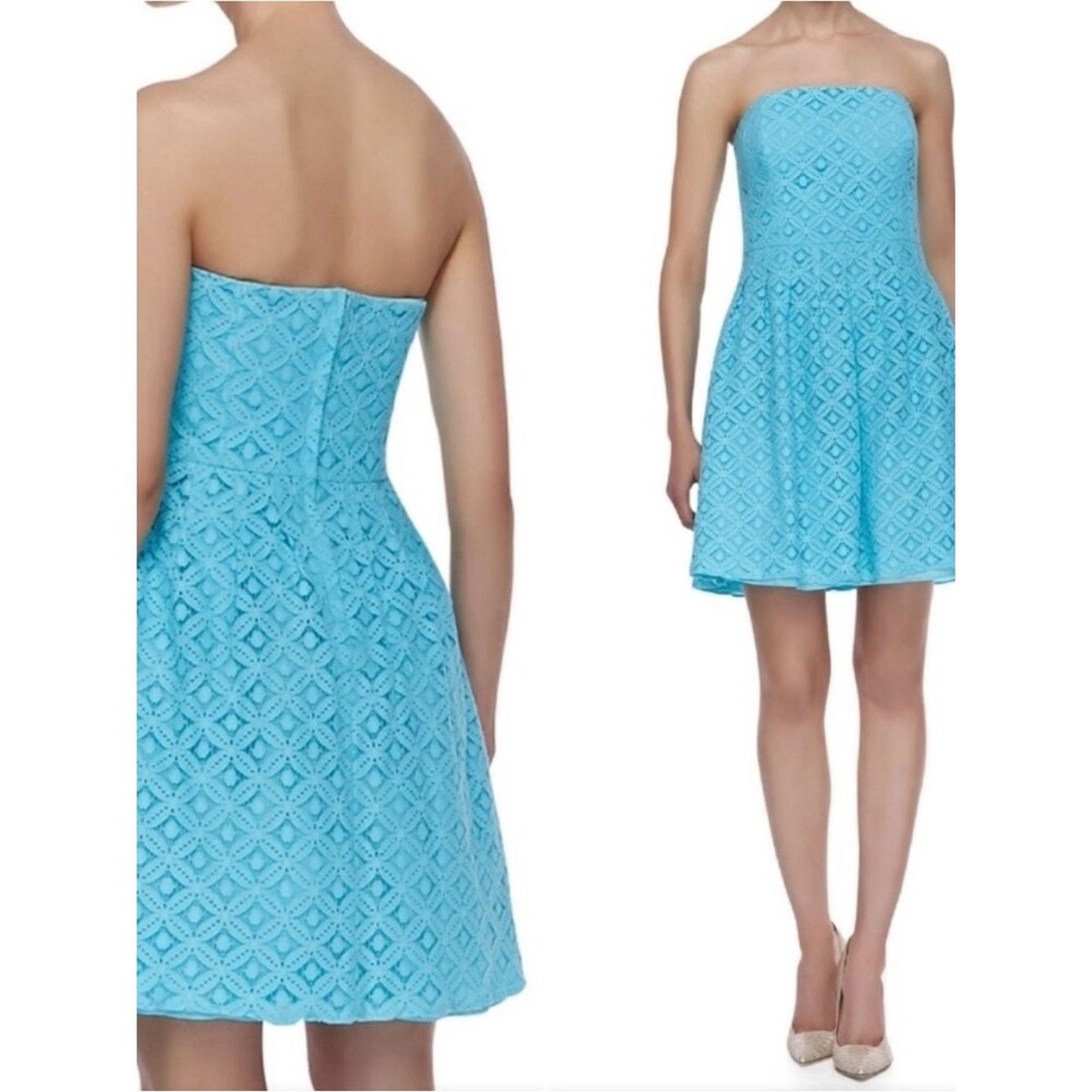 Lilly Pulitzer Strapless Lace Fit-and-Flare Dress in Blue